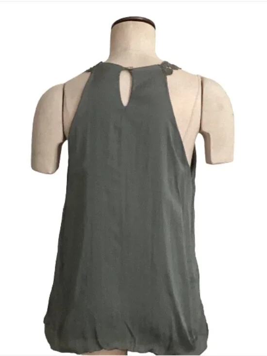 Carla Conti Italian Silk Blouse Silk Top Sz S Green 160H - Picture 6 of 10